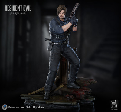 Leon Kennedy - Resident Evil Requiem 3D Druck Fan-Art Figur 289mm
