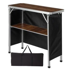  Hot Sale Portable Folding Bar Table with Shelf, Tradeshow Podium Table --