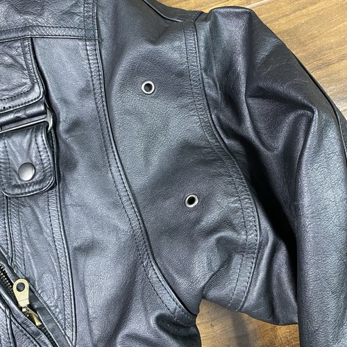 Giacca Moto Lucky Leather LA Uomo Media Nera Bomber Biker Vintage - Foto 14 di 18