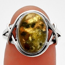 Natural Chrome Chalcedony 925 Sterling Silver Ring s.8 Jewelry R-1054