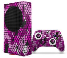 Skin Wrap for XBOX Series S Console Controller HEX Mesh Camo 01 Pink