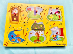 Melissa and Doug Wooden Sing Along Nursey Rhymes Sound Puzzle 6 Songs