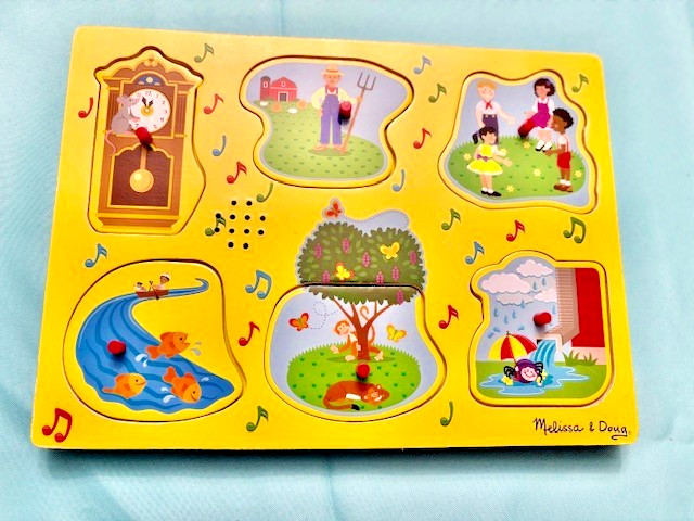Melissa and Doug Wooden Sing Along Nursey Rhymes Sound Puzzle 6 Songs