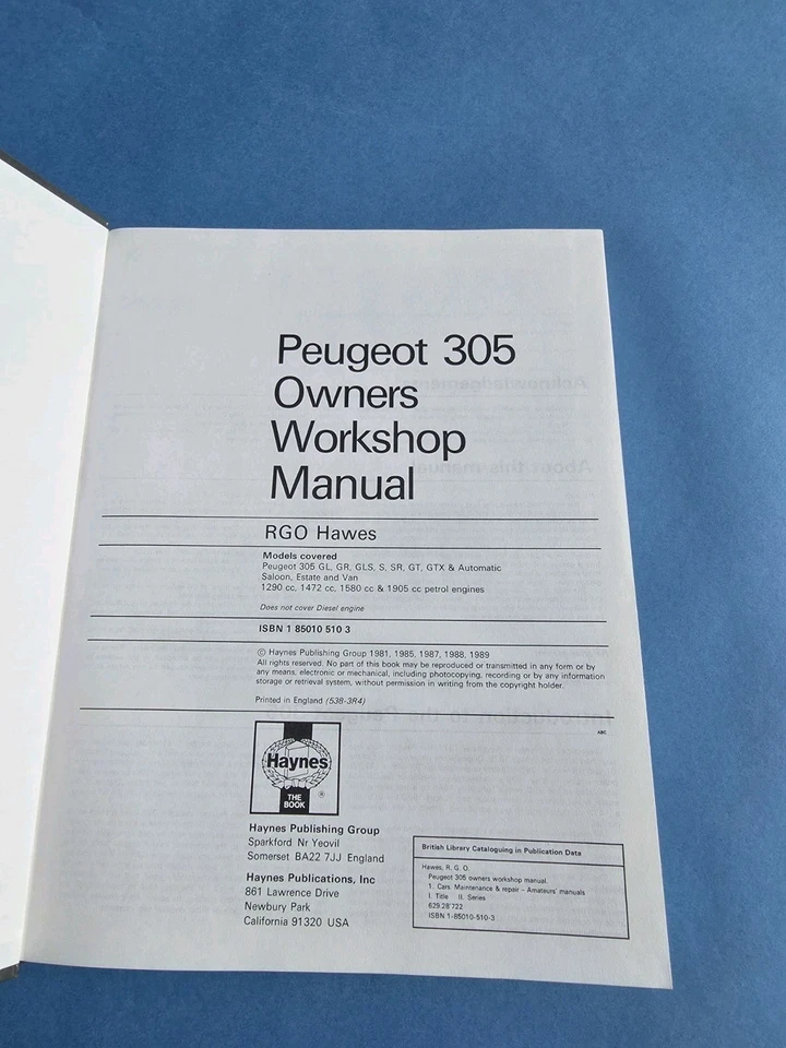 Peugeot 305 Petrol All Models 1978 to 1989 Haynes Owners Workshop Manual - Image 4 of 4