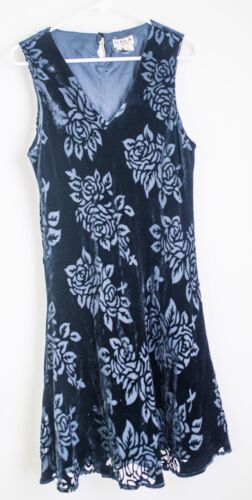 GALA silk vintage 60's black sleeveless solid women's V-neck dress size L - Afbeelding 1 van 7