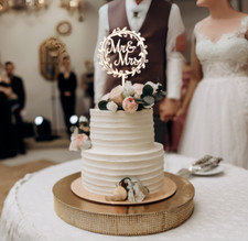 Mr & Mrs Cake Topper Rustic Wedding Cake Decorations, Wooden Decor