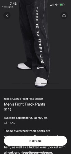 Nike x Cactus Plant Flea Market Fight Track Pants FV4663-010 Size M