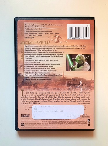 Star Wars Attack of the Clones DVD Sci-Fi Action 2002 PG Free Shipping - Picture 2 of 4