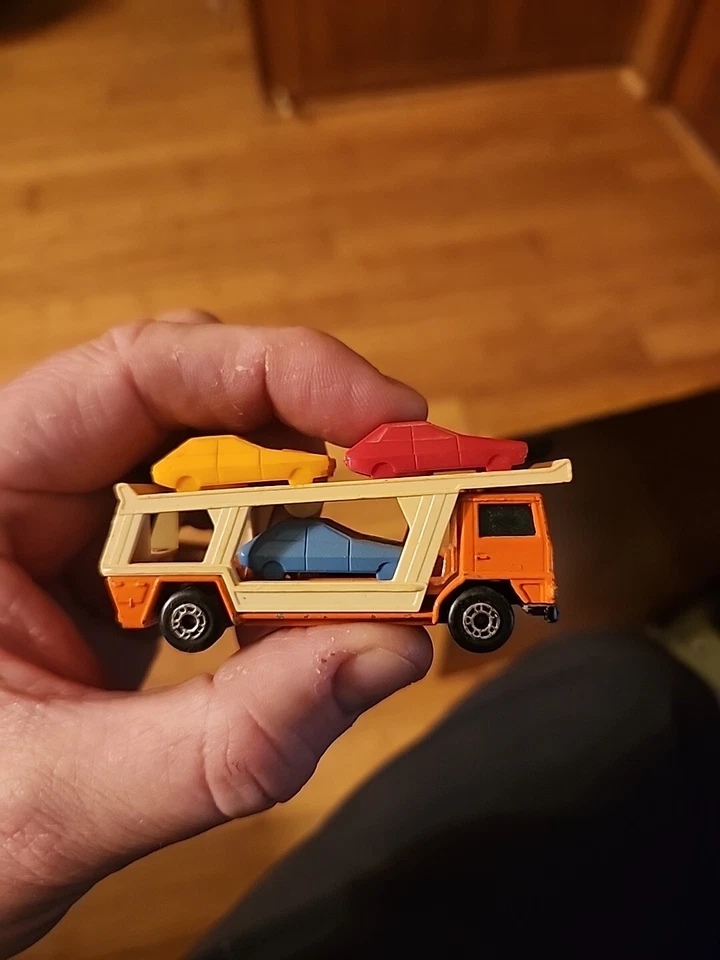 Camión naranja Matchbox Lesney Superfast #11 1978 vintage transportador de autos Foto 2 de 4