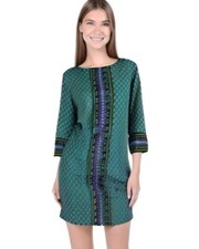 Maggy London Size 10 Woman's Green Purple Black Shift Career Work Holiday Dress