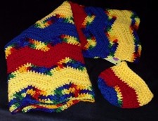 New Soft 2 pc Handmade Crocheted Baby Bassinet Cradle Receiving Blanket Hat