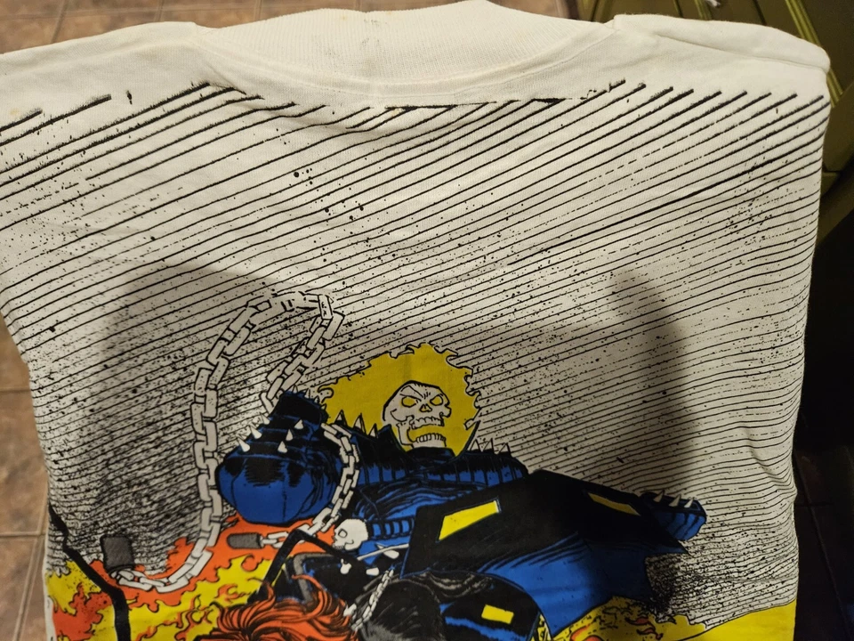 Marvel 1996 Mega Print Vintage Shirt GHOST RIDER SPIRITS OF VENGEANCE Rare NWOT - Image 4 of 4