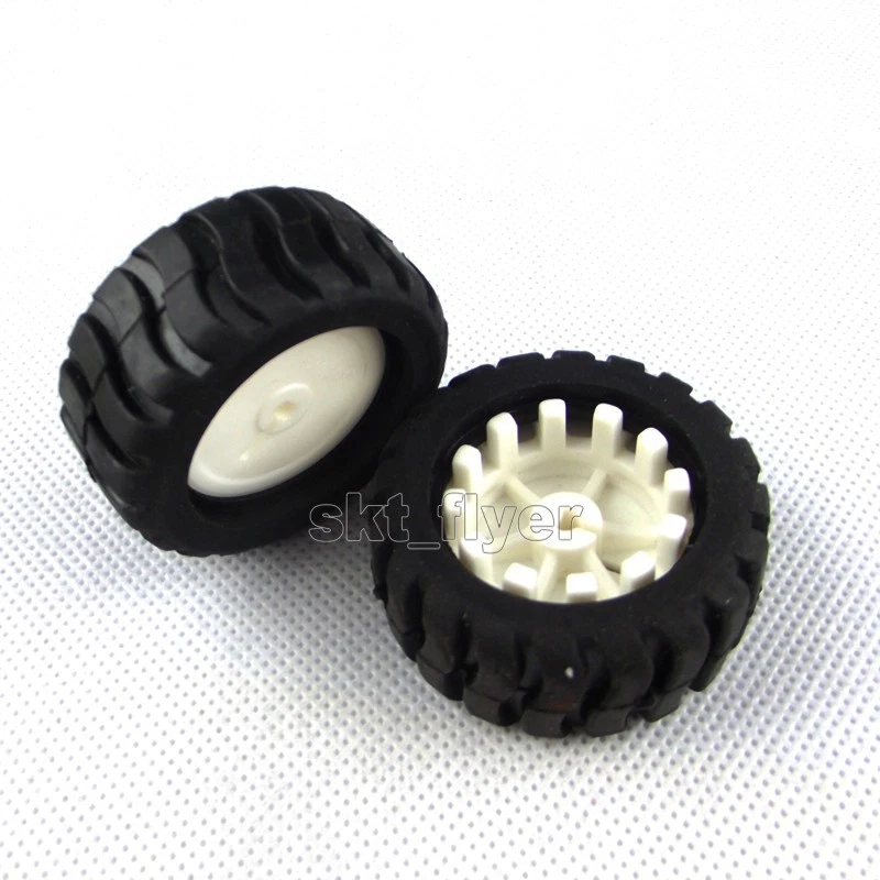 2pcs 43*19*3mm D Hole Small Smart Car Model Tire Wheel Robot DIY Shaft Motor - Image 2 of 4