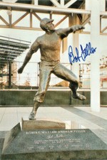 Autographed Bob Feller Postcard Statue Indians Square Cleveland Indians MLB Mint