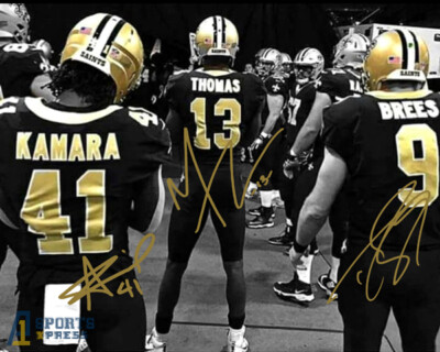 Hair Michael Thomas Signed Football Drew Brees Alvin Kamara
