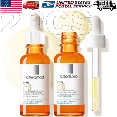 2x La Roche-Posay Pure Vitamin C10 Serum Anti-Ageing Serum 30ml/ 1 fl oz US
