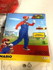 Super Mario Halloween Costume Overalls w/Belly Hat Mustache Gloves 7/8 New
