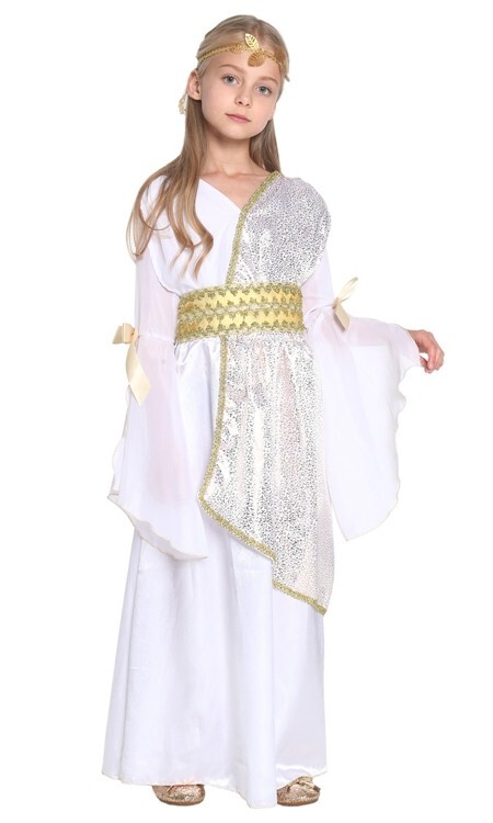 Niñas Griego Disfraz Griego Romano Toga Túnica Emperatriz Egipcio Niños Vestido Elegante