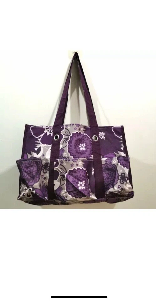 Bolso utilitario organizador Thirty One 31 bolsas ciruela impresionante flor Foto 3 de 4