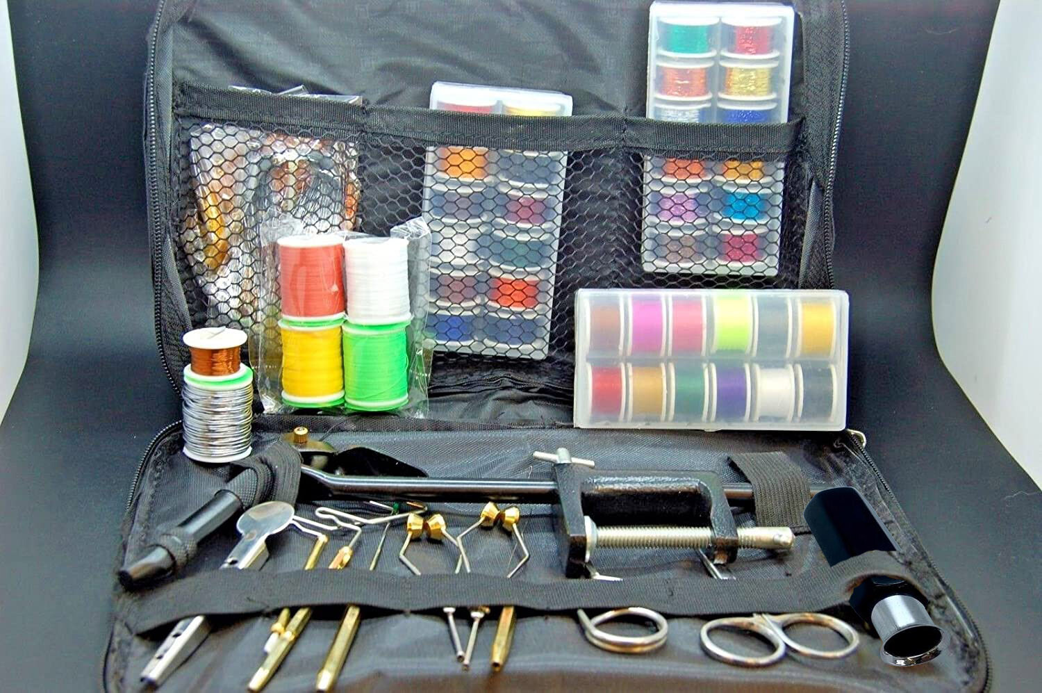 Goliath Kit Montage de Mouches, Étau,Torche,Colle,Thread, Tinsel, Bobine, Pince