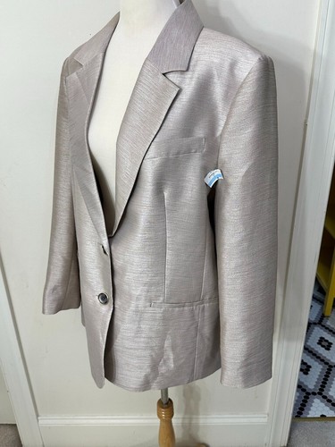 RIver Island Women's Cream Metallic Blazer Jacket Size 16 - Picture 5 of 17