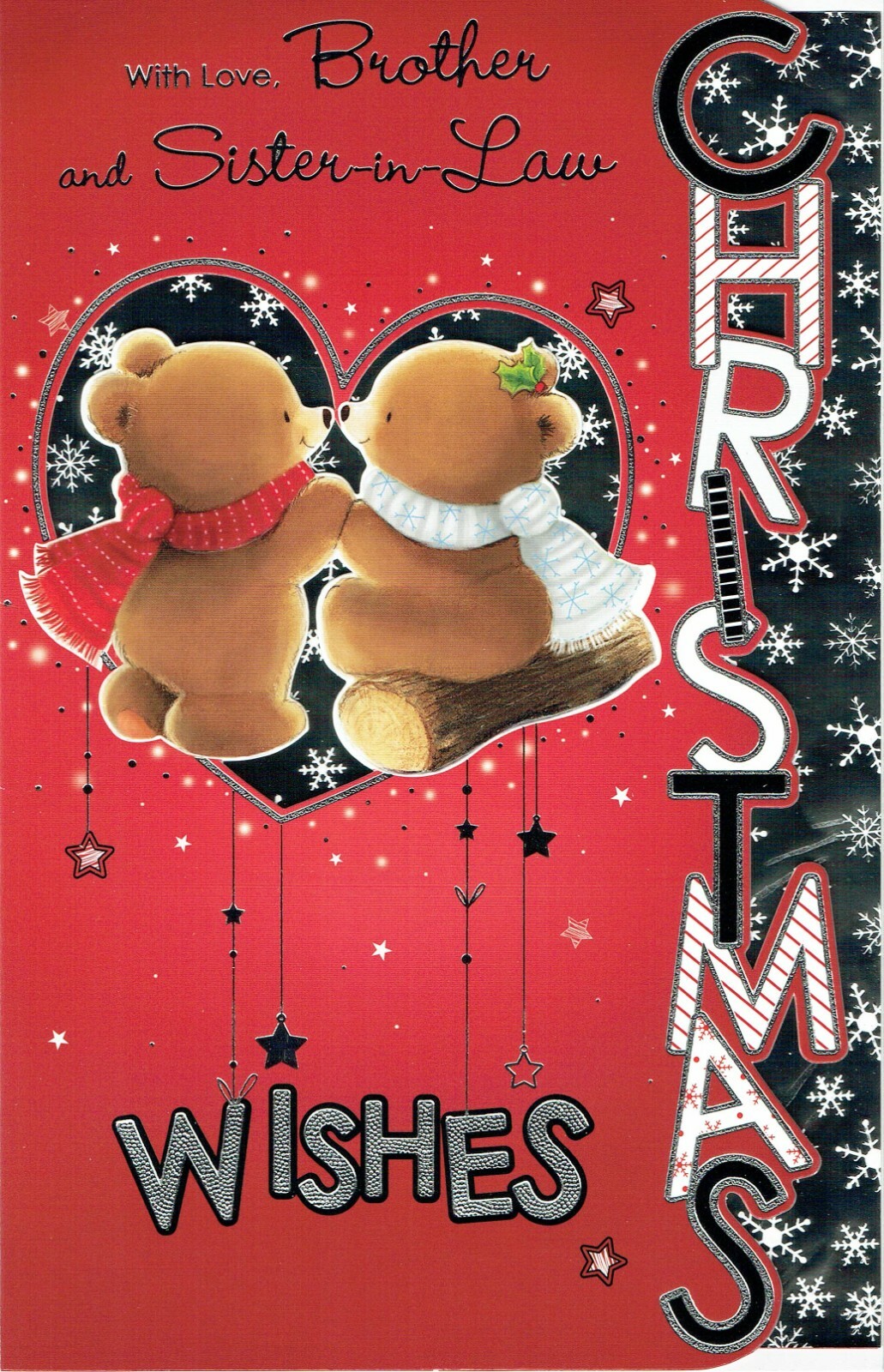 BROTHER AND SISTER-IN-LAW, CHRISTMAS CARD, LARGE Cute 2 bears Design