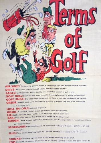 Vintage Irish Linen TERMS OF GOLF Definitions CARTOON Novelty TEA TOWEL - Picture 6 of 6