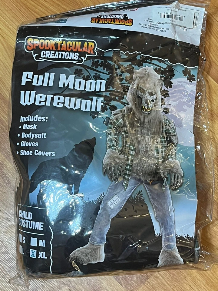 Boy Howling Werewolf Deluxe Costume w/Mask,Werewolf Claws Gloves,Boot Covers New - Image 2 of 4