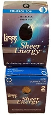 3 Leggs (L'eggs) Sheer Energy Pantyhose Black Suntan Q Sheer Toe Control Top