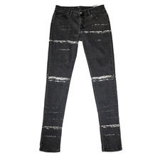 Levi's Jeans Women's W30 L31 Paint Splat Striped Black Skinny Zip Fly Low Rise