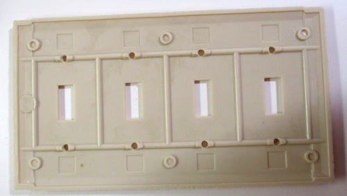 Bryant Uniline USA 4-Gang Switch Plate Wall Box Cover Ribbed Beige Bakelite MCM - Picture 6 of 8