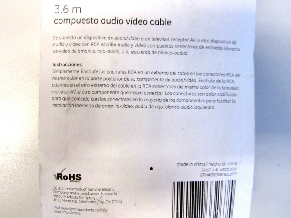 RCA Composite Audio Video 12ft. Cable PN 33267 **New** | eBay