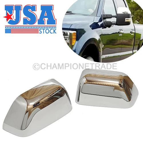 US Chrome Side Top Half Mirror Covers for Ford F250 Super Duty 2017 2018-2022