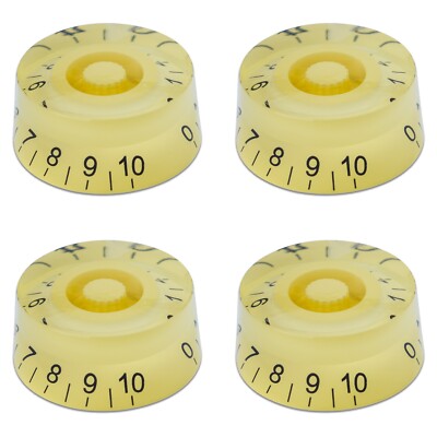 4Pcs Acrylic Bass Guitar Knobs Volume Tone Control Knobs Yellow Black numbers
