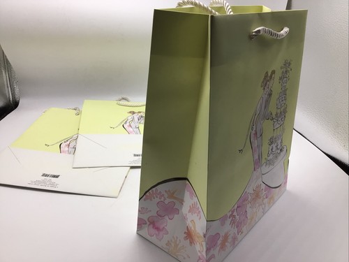 Gift Bag Wedding Lot 3 Bride Groom Cutting Cake 8" x 10" Wrap Bridal Shower - Picture 5 of 6