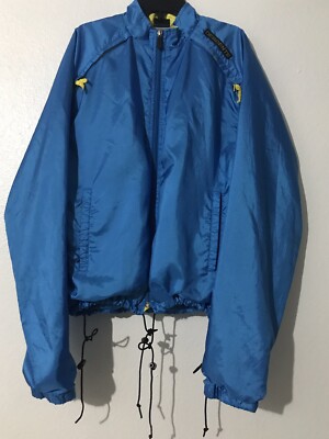 Descente Vintage Windbreaker FullZip 90s Fashion Blue/Yellow Sz M