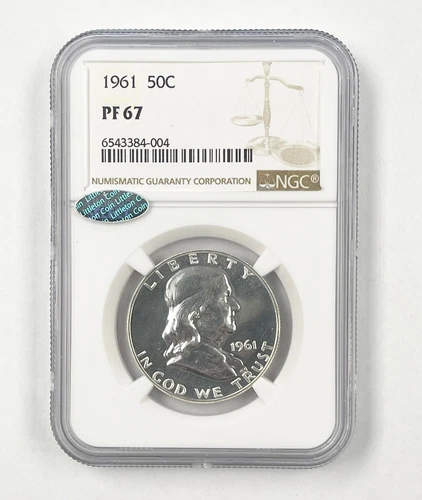 1961 US Mint 90% Proof Silver Franklin Half Dollar Coin Certified NGC PF67