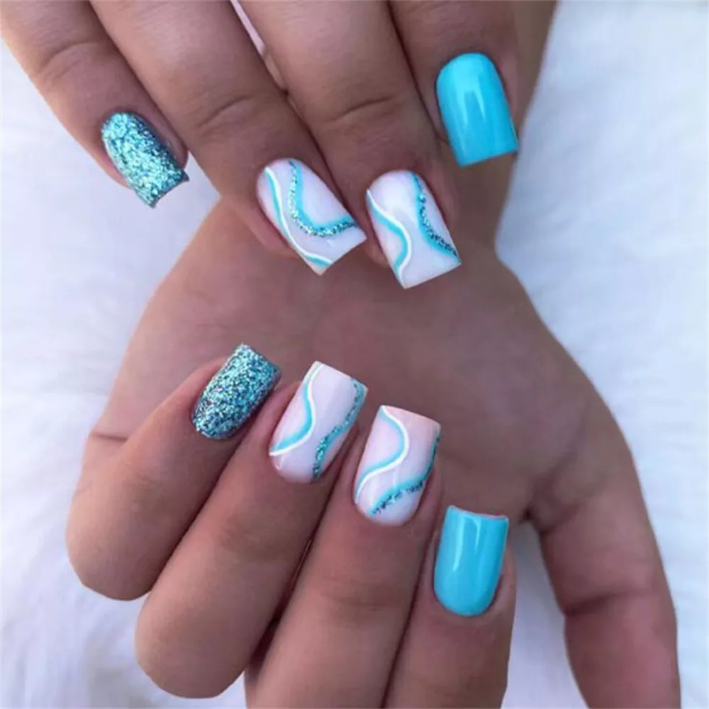 light blue winter nail designs