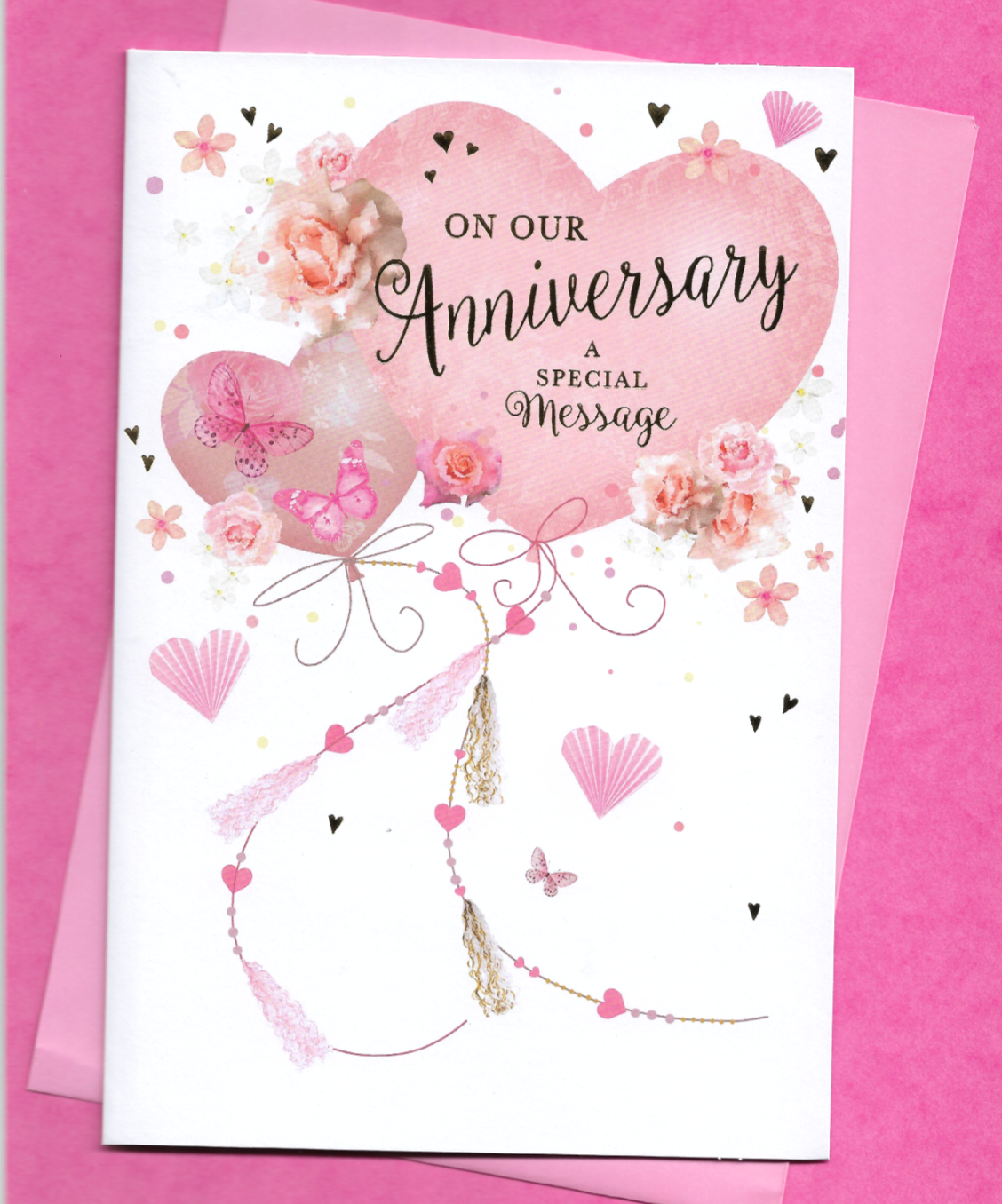 On OUR Anniversary Card 9""x6"" A Special Message Wedding Husband Wife Insert Page
