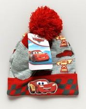 NEW Disney CARS/LIGHTNING MCQUEEN Boys' 2pc Knit Beanie Hat Mittens Set OSFM