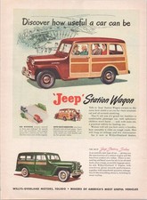 Willys-overland 1948 Jeep Station Wagon Vintage Print Ad Red Green