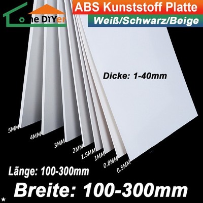 ABS Kunststoffplatte Platte Stärke 1/2/3/5-40mm Kunststoff Platte Weiß Zuschnitt