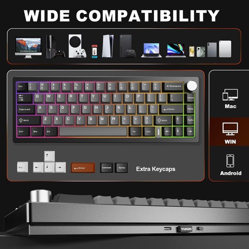 YUNZII AL68 Wireless Mechanical Keyboard,Full Aluminum CNC,60% Layout with Knob, - Picture 7 of 8