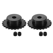 2Pcs #25 Chain Roller Sprocket 8mm Bore 1/4" Pitch 23 Tooth with Set Screws
