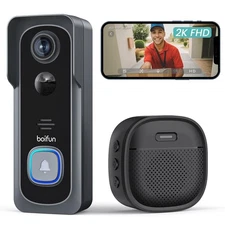 BOIFUN Doorbell Camera Wireless – No Subscription Required, 2K HD, 166° Wide ...