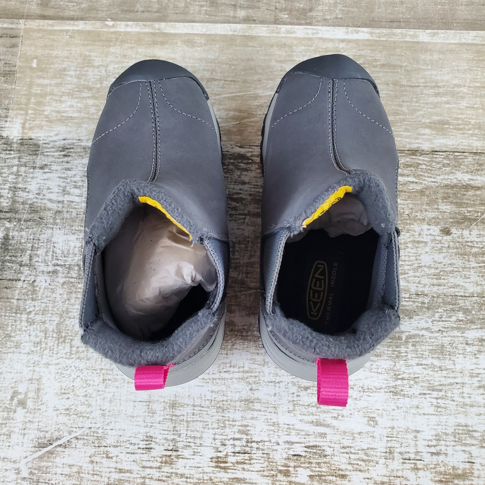 Stivali Keen Kootenay III Chelsea bambino taglia 8 grigio pelle slip on metà