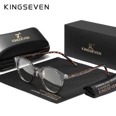 KINGSEVEN Men Women Reading Glasses Round Frame Clear Lens Blue Light Blocking E