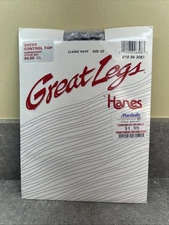 NIP Vintage Hanes Great Legs Sheer Control Top Pantyhose Classic Navy Size CD