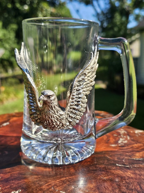 Vintage Arthur Court Eagle Beer Mug or Glass Artisan Aluminum 