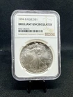 1994 American Silver Eagle NGC Brilliant Uncirculated! 1 Oz .999 Silver